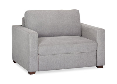 Dusk 52" Linen-Look Fabric Sleeper Chair with Track Arms - Grey | Fauteuil-lit Dusk de 52 po en tissu d’apparence lin avec accoudoirs rectilignes - gris
