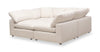 Eclipse Modular 4-Piece Linen-Look Fabric Pit Sofa Sectional with Reversible Feather Down Cushions - Linen White | Sofa sectionnel modulaire de style cocon Eclipse 4 pièces en tissu d’apparence lin avec coussins réversibles en duvet et plumes - blanc lin