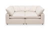 Eclipse Modular 4-Piece Linen-Look Fabric Pit Sofa Sectional with Reversible Feather Down Cushions - Linen White | Sofa sectionnel modulaire de style cocon Eclipse 4 pièces en tissu d’apparence lin avec coussins réversibles en duvet et plumes - blanc lin