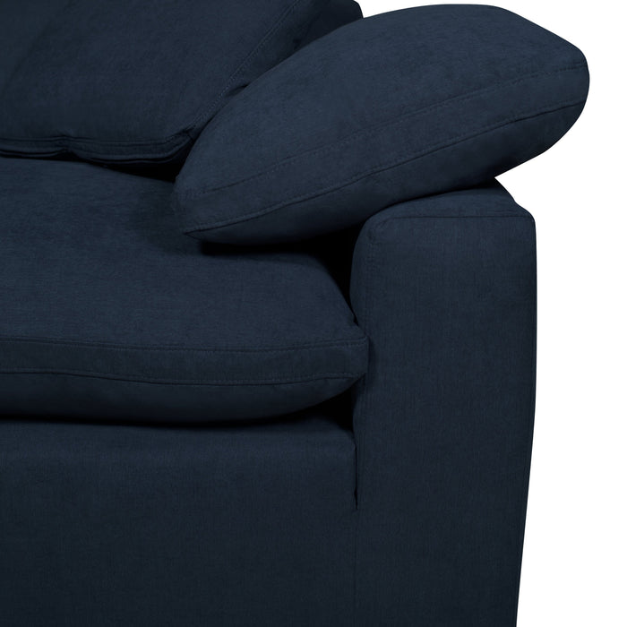 Eclipse Modular 4-Piece Linen-Look Fabric Pit Sofa Sectional with Reversible Feather Down Cushions - Navy Blue
