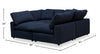 Eclipse Modular 4-Piece Linen-Look Fabric Pit Sofa Sectional with Reversible Feather Down Cushions - Navy Blue | Sofa sectionnel modulaire de style cocon Eclipse 4 pièces en tissu d’apparence lin avec coussins réversibles en duvet et plumes - bleu marine