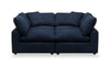 Eclipse Modular 4-Piece Linen-Look Fabric Pit Sofa Sectional with Reversible Feather Down Cushions - Navy Blue | Sofa sectionnel modulaire de style cocon Eclipse 4 pièces en tissu d’apparence lin avec coussins réversibles en duvet et plumes - bleu marine
