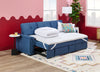 Eden 2-Piece Reversible Fabric Sleeper Sectional with Storage Chaise and Removable Back Cushions - Blue | Sofa-lit sectionnel réversible Eden 2 pièces en tissu avec fauteuil long de rangement et coussins de dossier amovibles - bleu