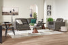 Edge 35" Genuine Leather Chair with Wood Legs and Removable Back Cushion - Grey | Fauteuil Edge de 35 po en cuir véritable avec pattes en bois et coussin de dossier amovible - gris