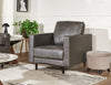 Edge 35" Genuine Leather Chair with Wood Legs and Removable Back Cushion - Grey | Fauteuil Edge de 35 po en cuir véritable avec pattes en bois et coussin de dossier amovible - gris