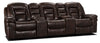 Leo Leath-Aire® Fabric 5-Piece Reclining Home Theatre Sectional – Walnut - Contemporary style Sectional in Walnut
