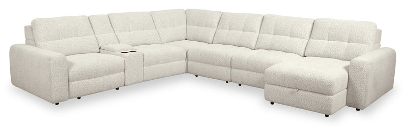 Scott Living Elevate Modular 7-Piece Right-Facing Chenille Fabric Power Sliding Sectional with Storage - Taupe