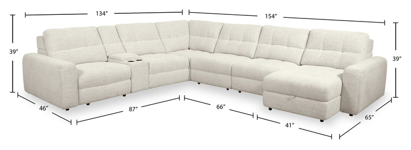 Scott Living Elevate Modular 7-Piece Right-Facing Chenille Fabric Power Sliding Sectional with Storage - Taupe