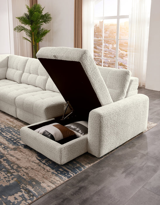 Scott Living Elevate Modular 7-Piece Right-Facing Chenille Fabric Power Sliding Sectional with Storage - Taupe