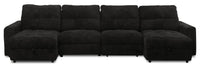 Scott Living Elevate Modular 4-Piece Chenille Fabric Power Sliding Sectional with Two Storage Chaises - Ebony 