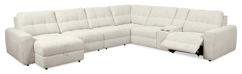 Scott Living Elevate Modular 7-Piece Left-Facing Chenille Fabric Power Reclining and Sliding Sectional - Taupe