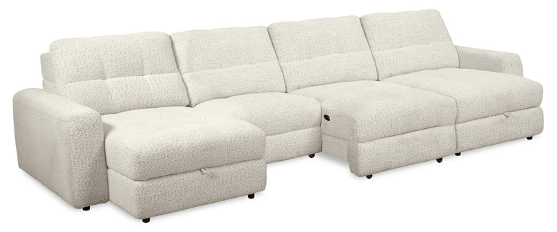 Scott Living Elevate Modular 4-Piece Chenille Fabric Power Sliding Sectional with Two Storage Chaises - Taupe