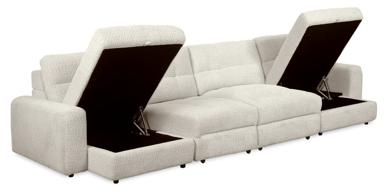 Scott Living Elevate Modular 4-Piece Chenille Fabric Power Sliding Sectional with Two Storage Chaises - Taupe