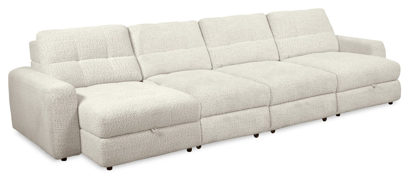Scott Living Elevate Modular 4-Piece Chenille Fabric Power Sliding Sectional with Two Storage Chaises - Taupe