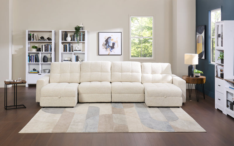 Scott Living Elevate Modular 4-Piece Chenille Fabric Power Sliding Sectional with Two Storage Chaises - Taupe