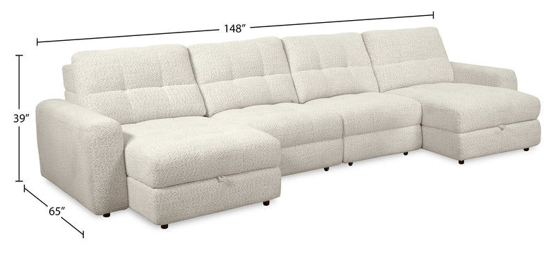 Scott Living Elevate Modular 4-Piece Chenille Fabric Power Sliding Sectional with Two Storage Chaises - Taupe