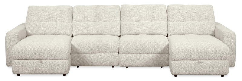 Scott Living Elevate Modular 4-Piece Chenille Fabric Power Sliding Sectional with Two Storage Chaises - Taupe