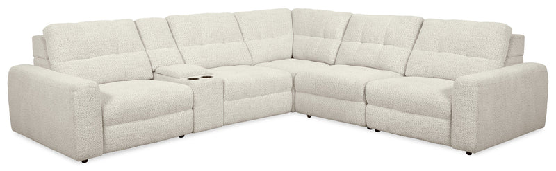 Scott Living Elevate Modular 6-Piece L-Shaped Chenille Fabric Power Reclining Sectional with Storage Console - Taupe