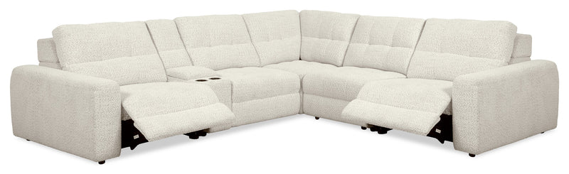 Scott Living Elevate Modular 6-Piece L-Shaped Chenille Fabric Power Reclining Sectional with Storage Console - Taupe
