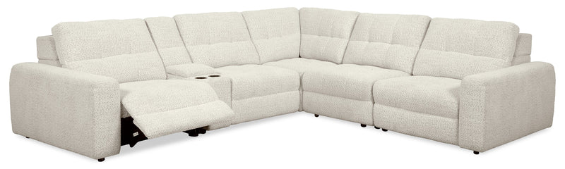 Scott Living Elevate Modular 6-Piece L-Shaped Chenille Fabric Power Reclining Sectional with Storage Console - Taupe