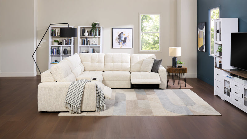 Scott Living Elevate Modular 6-Piece L-Shaped Chenille Fabric Power Reclining Sectional with Storage Console - Taupe