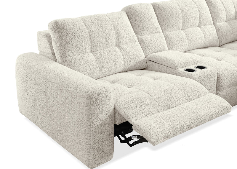 Scott Living Elevate Modular 6-Piece L-Shaped Chenille Fabric Power Reclining Sectional with Storage Console - Taupe