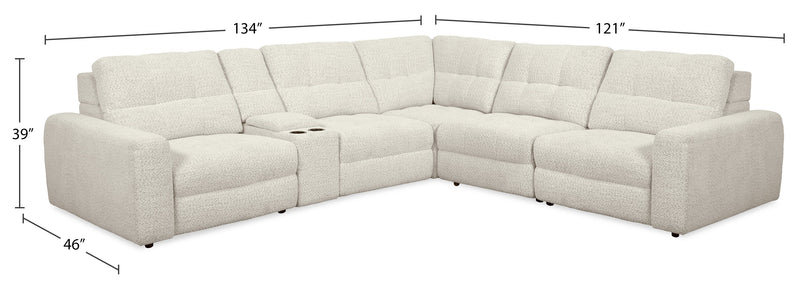 Scott Living Elevate Modular 6-Piece L-Shaped Chenille Fabric Power Reclining Sectional with Storage Console - Taupe