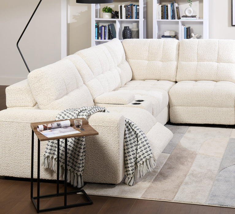 Scott Living Elevate Modular 6-Piece L-Shaped Chenille Fabric Power Reclining Sectional with Storage Console - Taupe