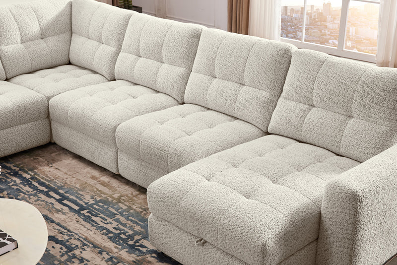 Scott Living Elevate Modular 6-Piece Right-Facing Chenille Fabric Power Reclining and Sliding Sectional - Taupe