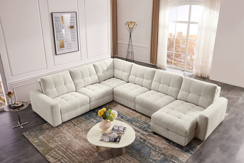 Scott Living Elevate Modular 6-Piece Right-Facing Chenille Fabric Power Reclining and Sliding Sectional - Taupe