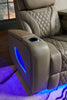 Elite 74" Genuine Leather Massage Power Reclining Loveseat with Power Headrests and Storage Arms - Putty | Causeuse de massage à inclinaison électrique Elite de 74 po en cuir véritable avec appuie-têtes électriques et accoudoirs de rangement - mastic