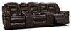 Leo Leath-Aire® Fabric 5-Piece Reclining Home Theatre Sectional – Walnut - Contemporary style Sectional in Walnut