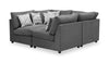 Scott Living Evolve Modular 4-Piece Linen-Look Fabric Pit Sofa Sectional with Feather Down Cushions - Charcoal|Sofa sectionnel modulaire de style cocon Evolve de Scott Living 4 pièces en tissu d’apparence lin avec coussins en duvet et plumes - anthracite