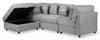 Scott Living Evolve Modular 4-Piece Linen-Look Fabric Sectional with Ottoman and Feather Down Cushions - Grey | Sofa sectionnel modulaire Evolve de Scott Living 4 pièces en tissu d’apparence lin avec pouf et coussins en duvet et plumes - gris