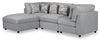 Scott Living Evolve Modular 4-Piece Linen-Look Fabric Sectional with Ottoman and Feather Down Cushions - Grey | Sofa sectionnel modulaire Evolve de Scott Living 4 pièces en tissu d’apparence lin avec pouf et coussins en duvet et plumes - gris
