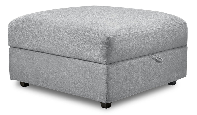 Scott Living Evolve Modular 4-Piece Linen-Look Fabric Sectional with Ottoman and Feather Down Cushions - Grey