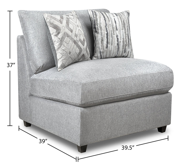 Scott Living Evolve Modular 4-Piece Linen-Look Fabric Sectional with Ottoman and Feather Down Cushions - Grey