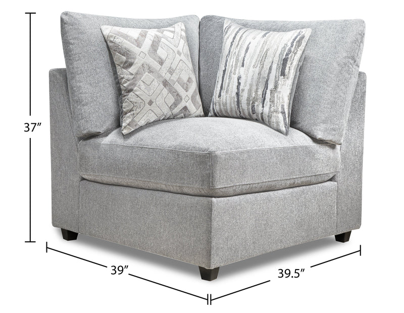 Scott Living Evolve Modular 4-Piece Linen-Look Fabric Sectional with Ottoman and Feather Down Cushions - Grey