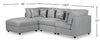 Scott Living Evolve Modular 4-Piece Linen-Look Fabric Sectional with Ottoman and Feather Down Cushions - Grey | Sofa sectionnel modulaire Evolve de Scott Living 4 pièces en tissu d’apparence lin avec pouf et coussins en duvet et plumes - gris