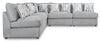 Scott Living Evolve Modular 5-Piece Linen-Look Fabric Armless Sectional with Feather Down Cushions - Grey | Sofa sectionnel sans accoudoirs modulaire Evolve de Scott Living 5 pièces en tissu d’apparence lin avec coussins en duvet et plumes - gris