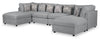 Scott Living Evolve Modular 6-Piece Linen-Look Fabric Sectional with Feather Down Cushions - Grey | Sofa sectionnel modulaire Evolve de Scott Living 6 pièces en tissu d’apparence lin avec coussins en duvet et plumes - gris