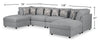 Scott Living Evolve Modular 6-Piece Linen-Look Fabric Sectional with Feather Down Cushions - Grey | Sofa sectionnel modulaire Evolve de Scott Living 6 pièces en tissu d’apparence lin avec coussins en duvet et plumes - gris
