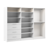 Bestar Florence 107" Modular Walk-In Closet System With LED Lights, Rods, Shelves and Drawers Slab Style - White|Système de pièce-penderie modulaire Florence de Bestar de 107 po avec éclairages à DEL, tringles, tablettes et tiroirs de style lisse - blanc