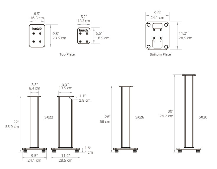 Kanto SX22 22\" Fillable Speaker Stands with Isolation Feet and Fillable Channel - Pair, White