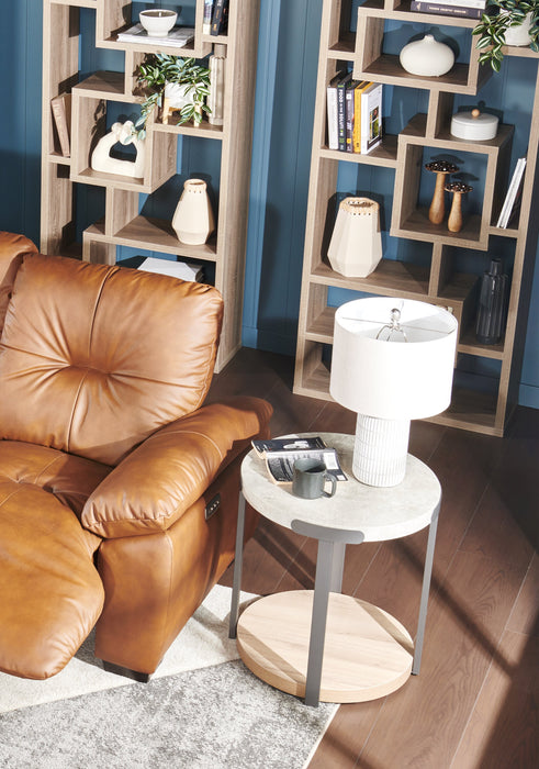 Felicity 22\" Round End Table with Shelf - Grey