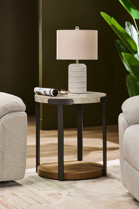 Felicity 22\" Round End Table with Shelf - Grey