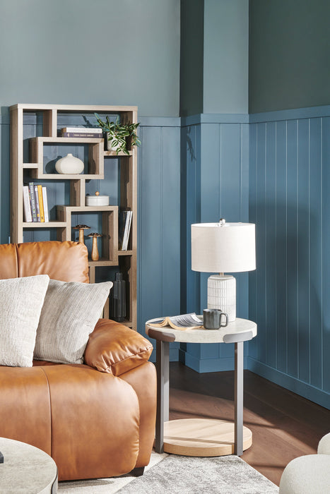 Felicity 22\" Round End Table with Shelf - Grey