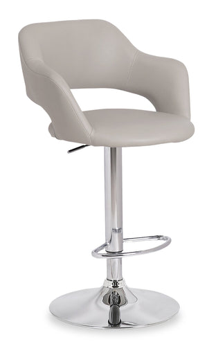 Finn Barstool with Swivel & Adjustable Seat, Vegan Leather Fabric, 23-31.5"H, Metal - Beige 