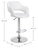 Finn Barstool with Swivel & Adjustable Seat, Vegan Leather Fabric, 23-31.5"H, Metal - White | Tabouret 23-31.5 po bar Finn en tissu de cuir végétalien et en métal avec siège pivotant et réglable - blanc