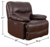 Franco 42.5" Genuine Leather Zero Gravity Power Reclining Chair with USB Port - Brown | Fauteuil à inclinaison électrique Franco de 42,5 po en cuir véritable avec position zéro gravité et port USB - brun